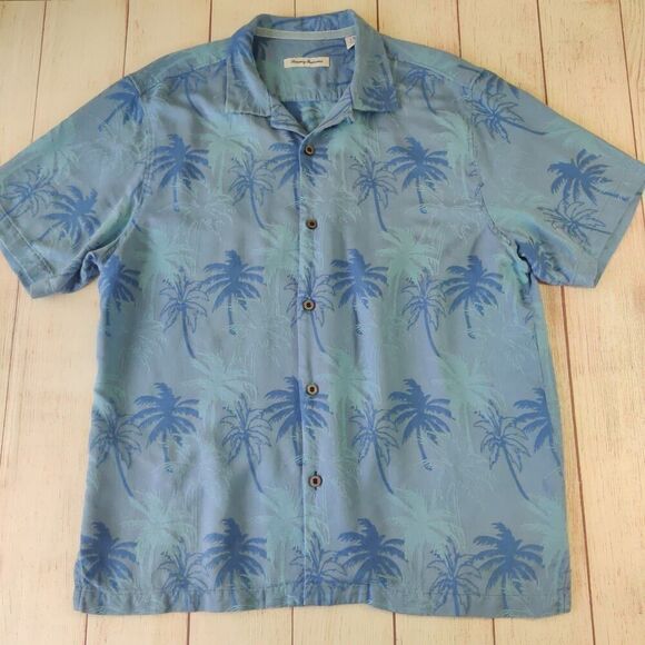 Tommy Bahama Palms 100% Silk Short Sleeve Camp Shirt sz L - Picture 3 of 9